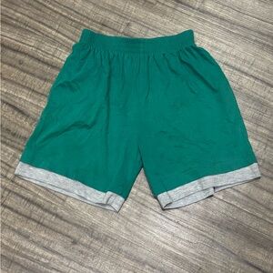 Basic Edition Youth Size 6/7 Sweat Shorts Green With Gray Vintage Used